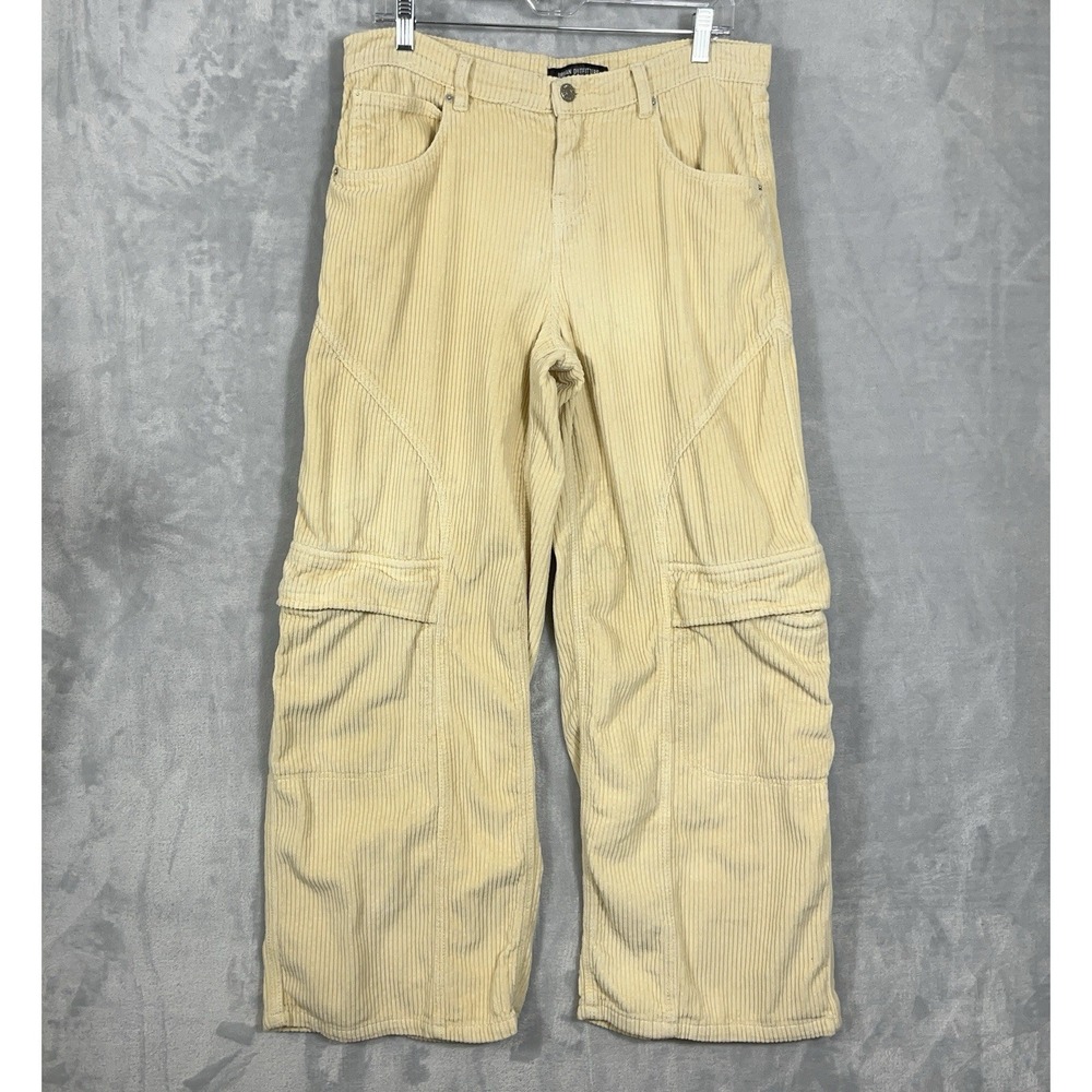 Urban Outfitters Pants Tan Corduroy Cargo Wide Leg Baggy‎ Y2K Grunge Punk 29